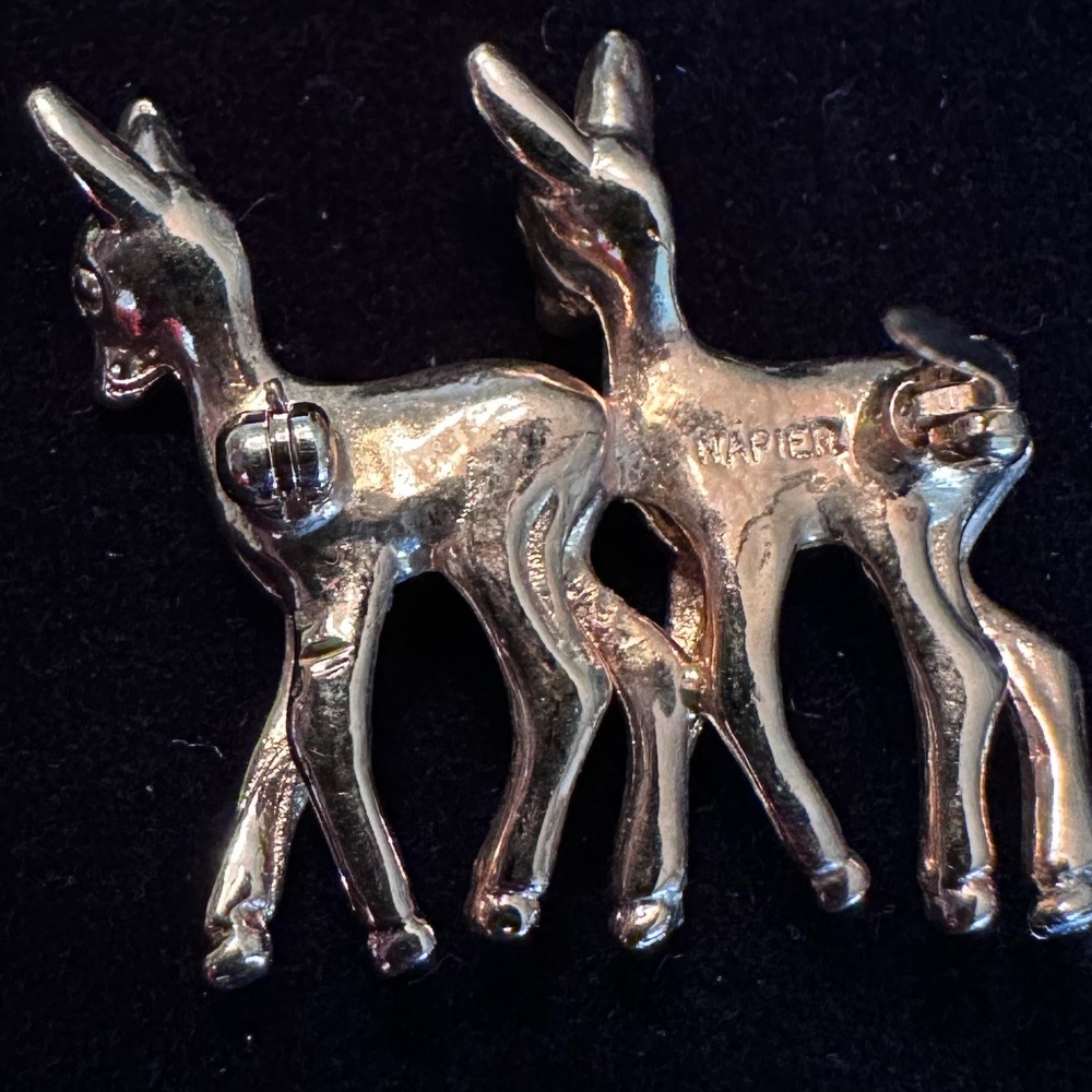 Vintage Napier Twin Deer Gold-Tone Pin View 4